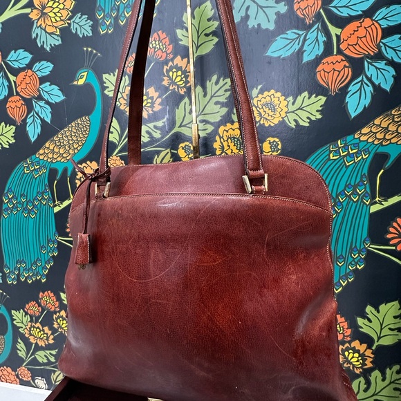 Vintage Salvatore Ferragamo Brown Leather Shoulder Tote with Lock & Key - Picture 5 of 15